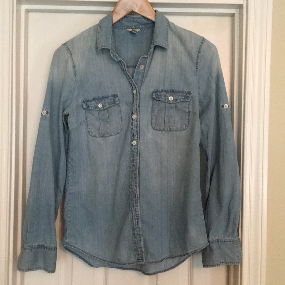 J Crew Keeper Chambray Shirt Size 4 EUC